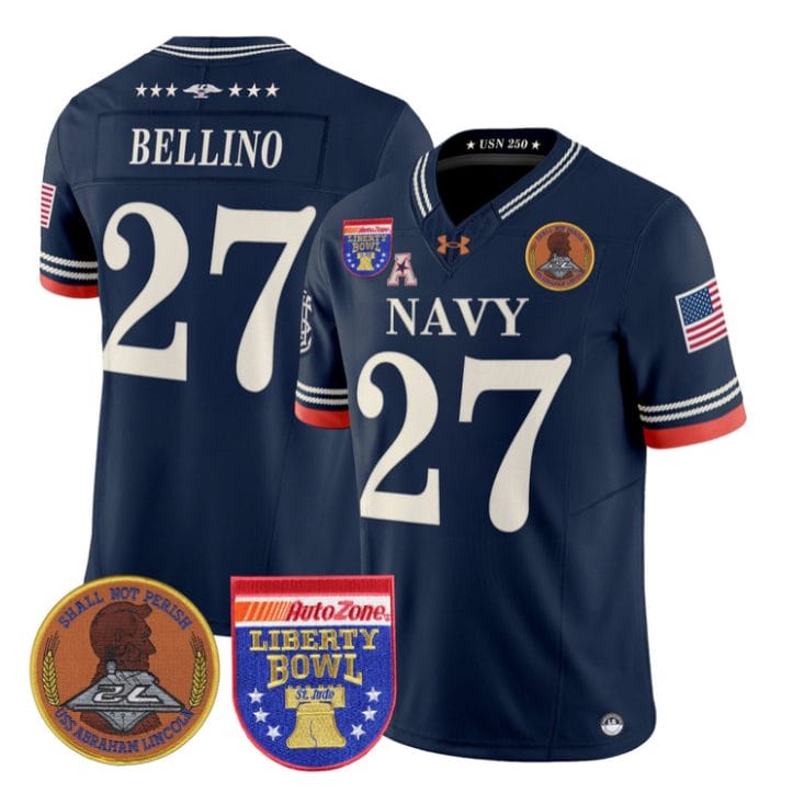Joe Bellino Jersey #27 Navy Midshipmen 250th 2026 Liberty Bowl Stitched Navy