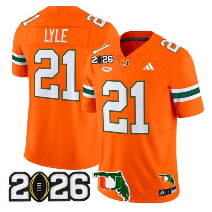 Jordan Lyle Jersey #21 Miami Hurricanes 2026 CFP Final Florida Stitched - Image 4