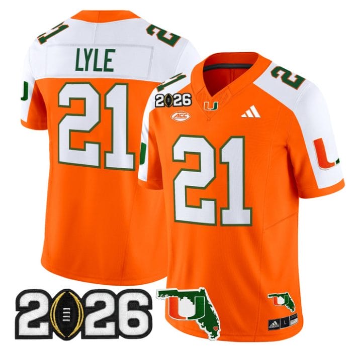 Jordan Lyle Jersey #21 Miami Hurricanes 2026 CFP Final Florida Stitched - Image 3