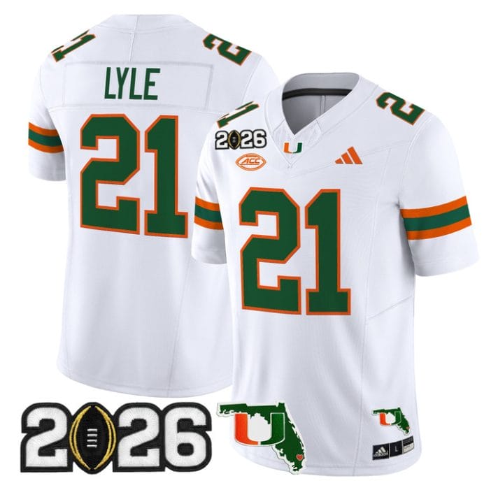 Jordan Lyle Jersey #21 Miami Hurricanes 2026 CFP Final Florida Stitched - Image 5