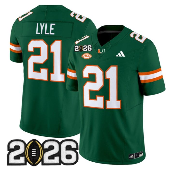 Alternative view of Jordan Lyle Jersey #21 Miami Hurricanes 2026 CFP Final Stitched Black