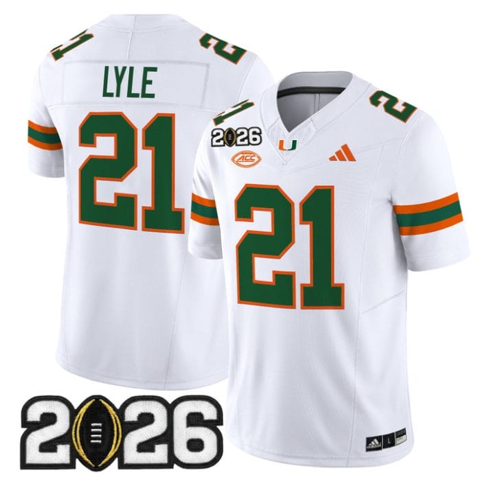 Jordan Lyle Jersey #21 Miami Hurricanes 2026 CFP Final Stitched Black - Image 5
