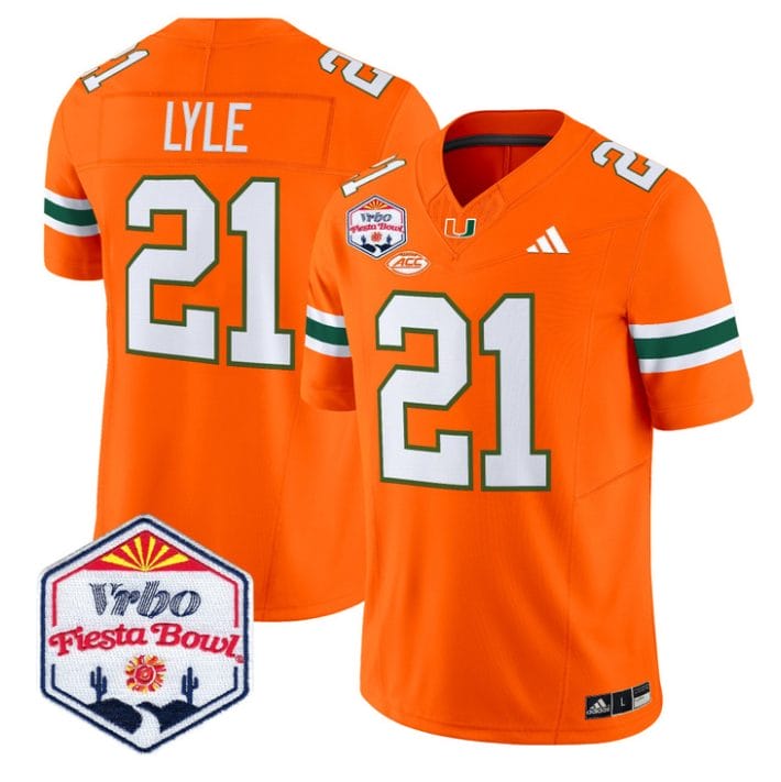 Jordan Lyle Jersey #21 Miami Hurricanes 2026 Fiesta Bow Patch Stitched - Image 4
