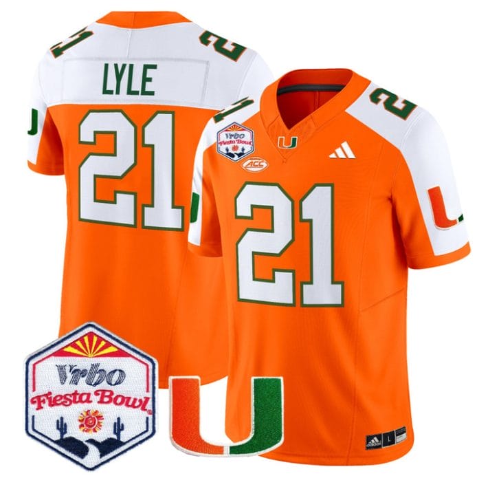 Jordan Lyle Jersey #21 Miami Hurricanes 2026 Fiesta Bow Patch Stitched - Image 3
