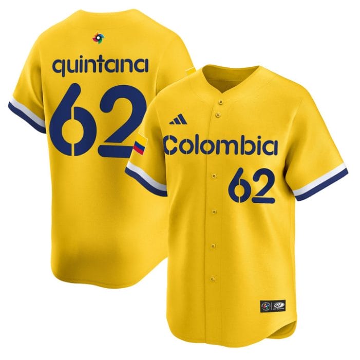 Alternative view of Jose Quintana Jersey #62 Colombia 2026 World Baseball Classic Stitched