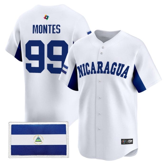 Alternative view of Juan Montes Jersey #99 Team Nicaragua 2026 World Baseball Stitched