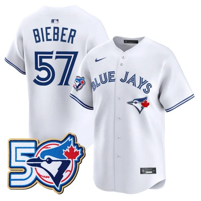 Justin Bieber Jersey #57 Toronto Blue Jays 50 Seasons Patch Stitched - Image 5