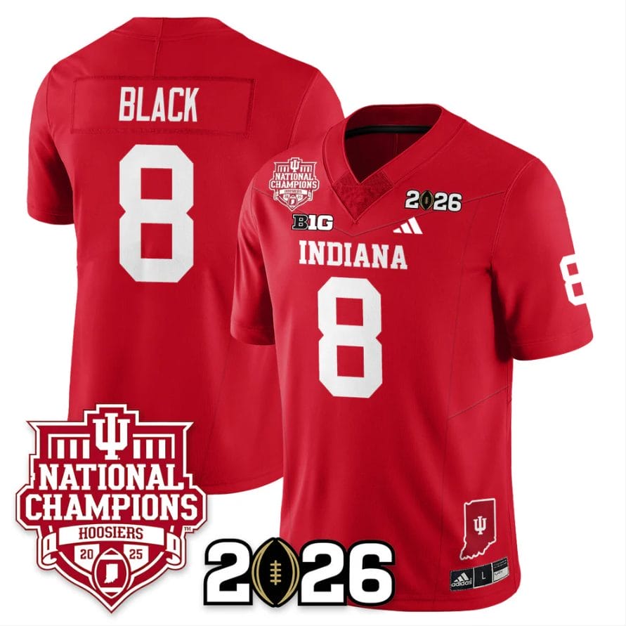 Kaelon Black Jersey #8 Indiana Hoosiers 2025 National Champions Stitched Red