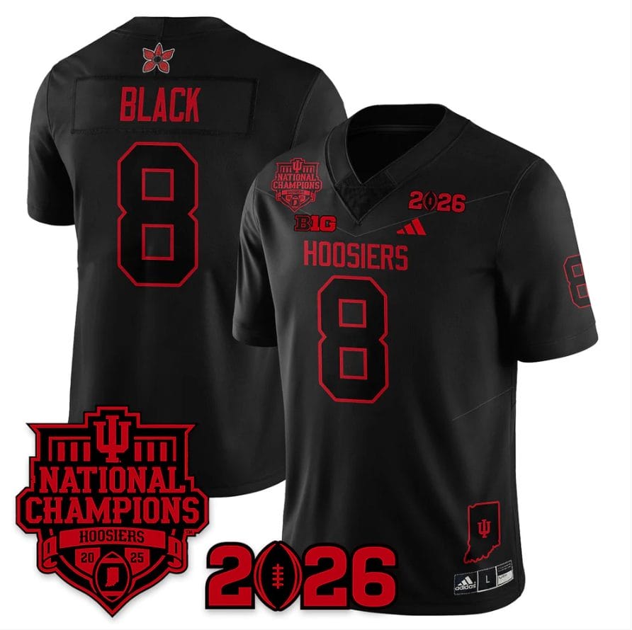 Alternative view of Kaelon Black Jersey #8 Hoosiers Stranger Things 2025 Champions Stitched