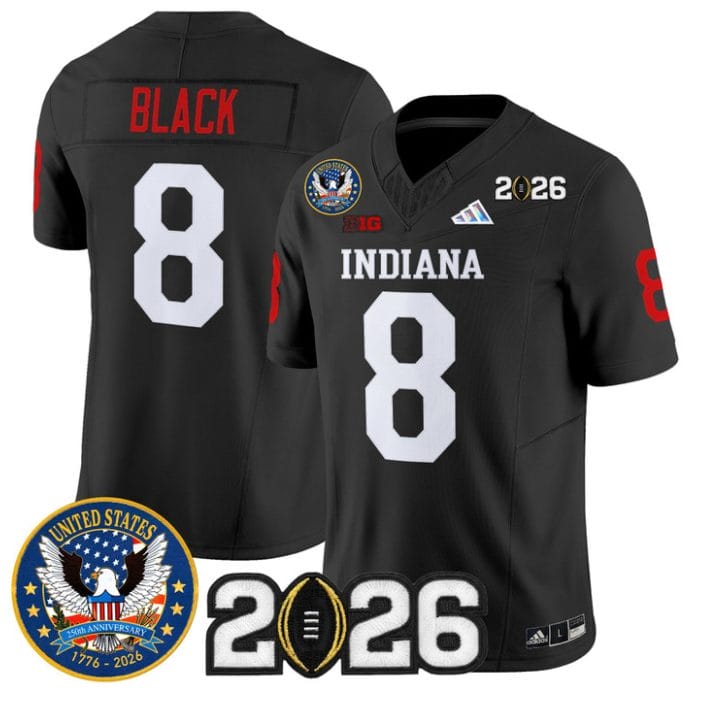 Alternative view of Kaelon Black Jersey #8 Hoosiers United States 250th Patch V2 Stitched