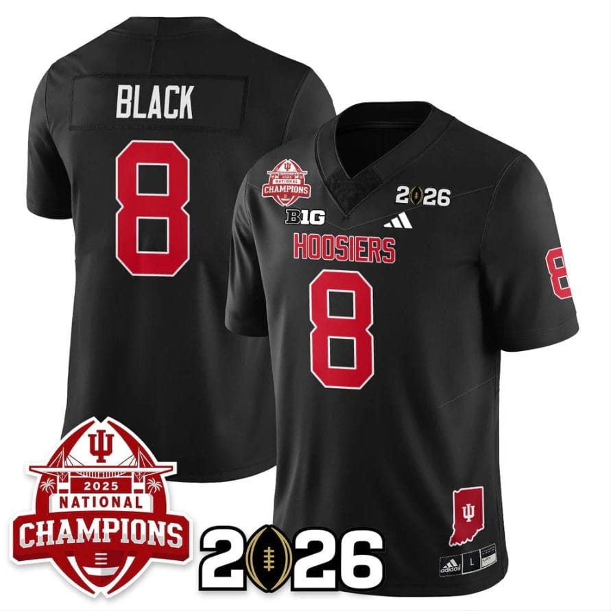 Alternative view of Kaelon Black Jersey #8 Indiana Hoosiers 2025 National Champions V2 Stitched