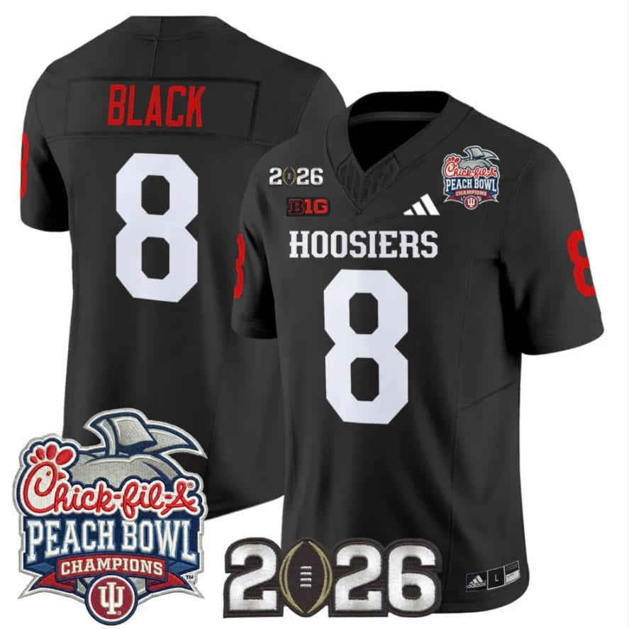Alternative view of Kaelon Black Jersey #8 Indiana Hoosiers 2026 Peach Bowl Champions Patch Stitched