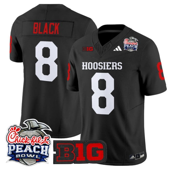 Alternative view of Kaelon Black Jersey #8 Indiana Hoosiers 2026 Peach Bowl Patch Stitched