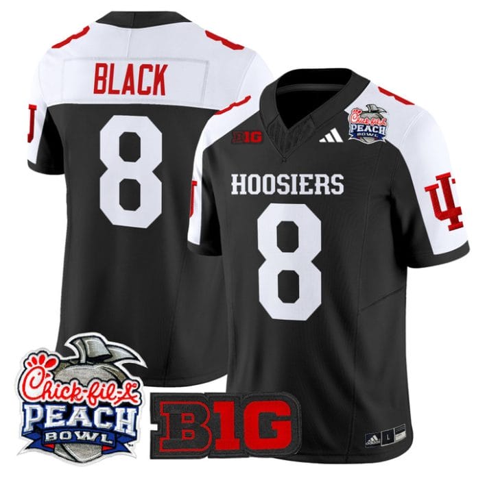 Kaelon Black Jersey #8 Indiana Hoosiers 2026 Peach Bowl Patch Stitched