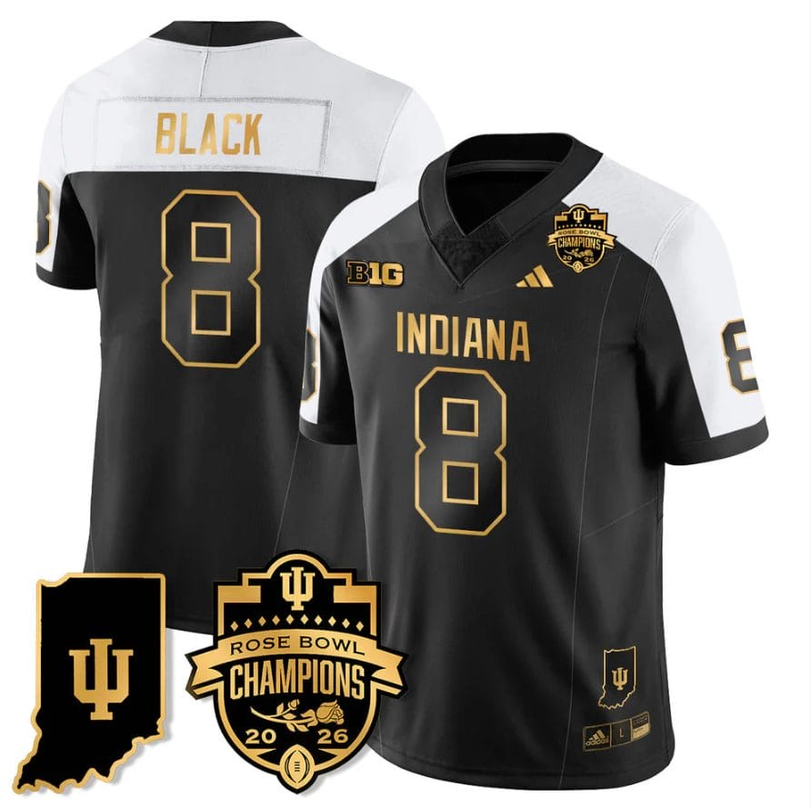 Kaelon Black Jersey #8 Indiana Hoosiers 2026 Rose Bowl Champions Patch Stitched