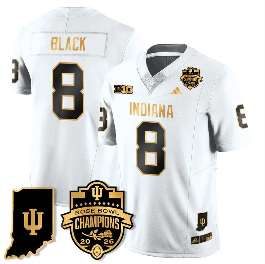 Kaelon Black Jersey #8 Indiana Hoosiers 2026 Rose Bowl Champions Patch Stitched - Image 4