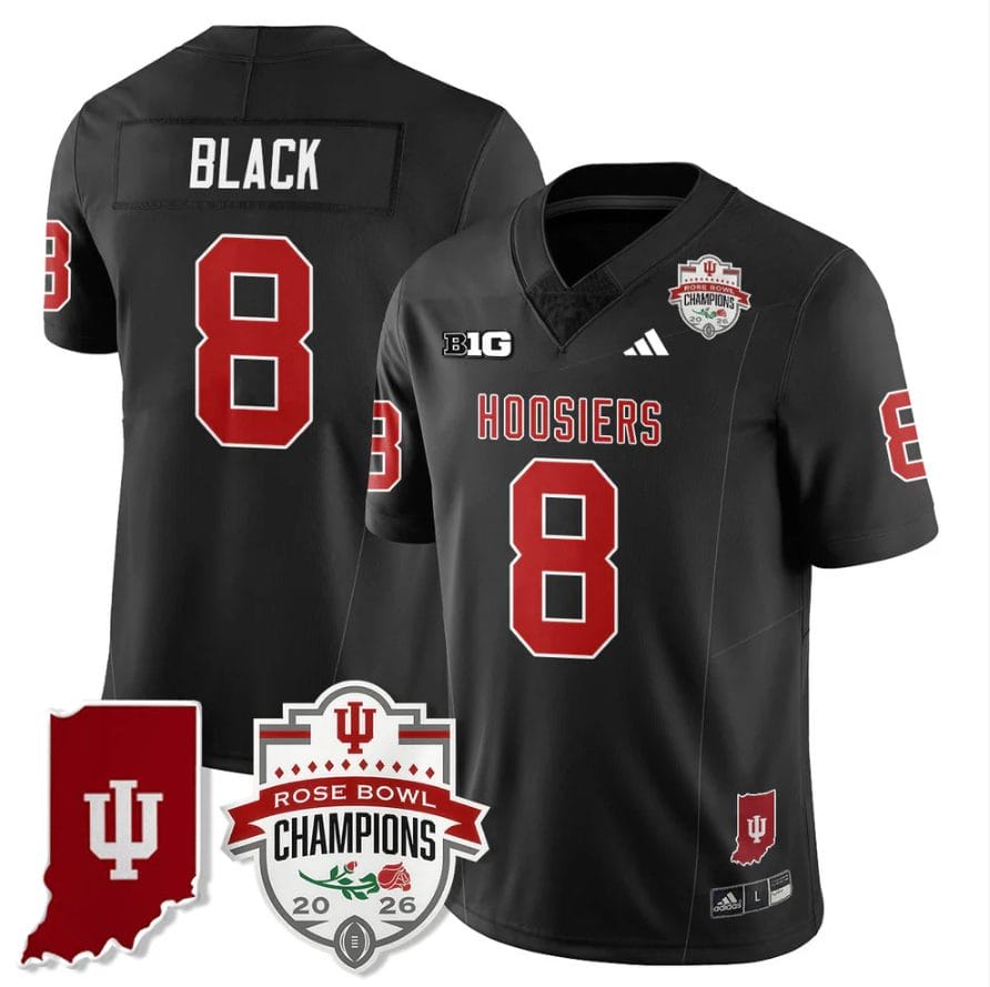 Alternative view of Kaelon Black Jersey #8 Indiana Hoosiers Rose Bowl Champions Stitched
