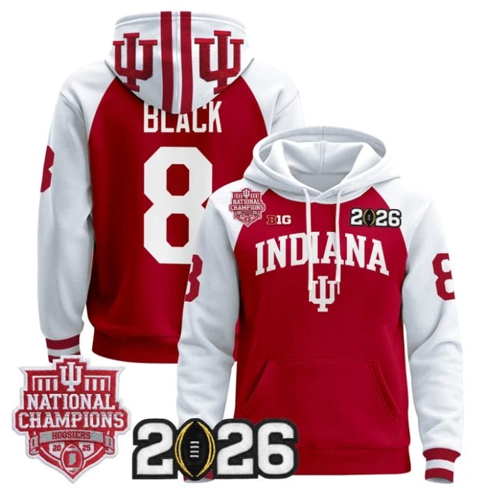Kaelon Black Pullover Hoodie #8 Hoosiers 2025 National Champions Stitched - Image 3