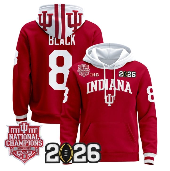 Kaelon Black Pullover Hoodie #8 Hoosiers 2025 National Champions Stitched - Image 4