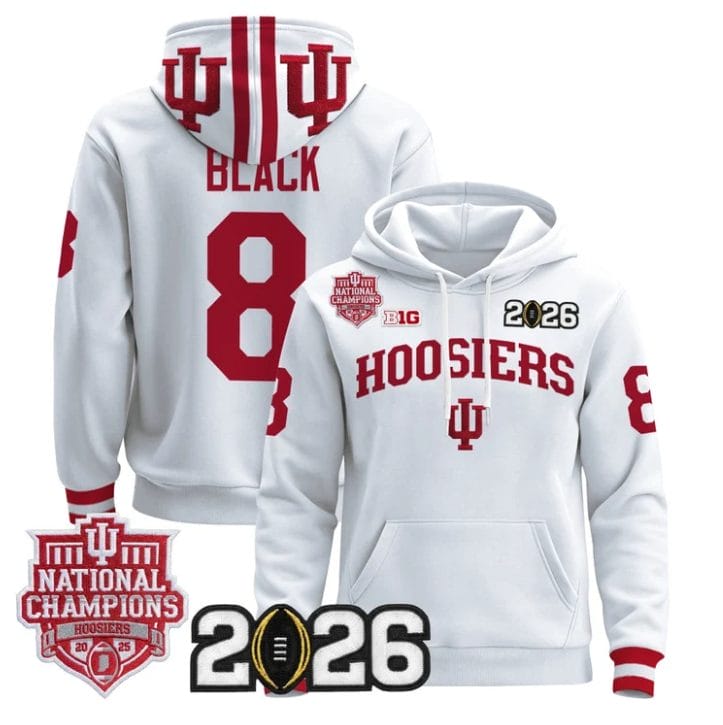 Kaelon Black Pullover Hoodie #8 Hoosiers 2025 National Champions Stitched - Image 5