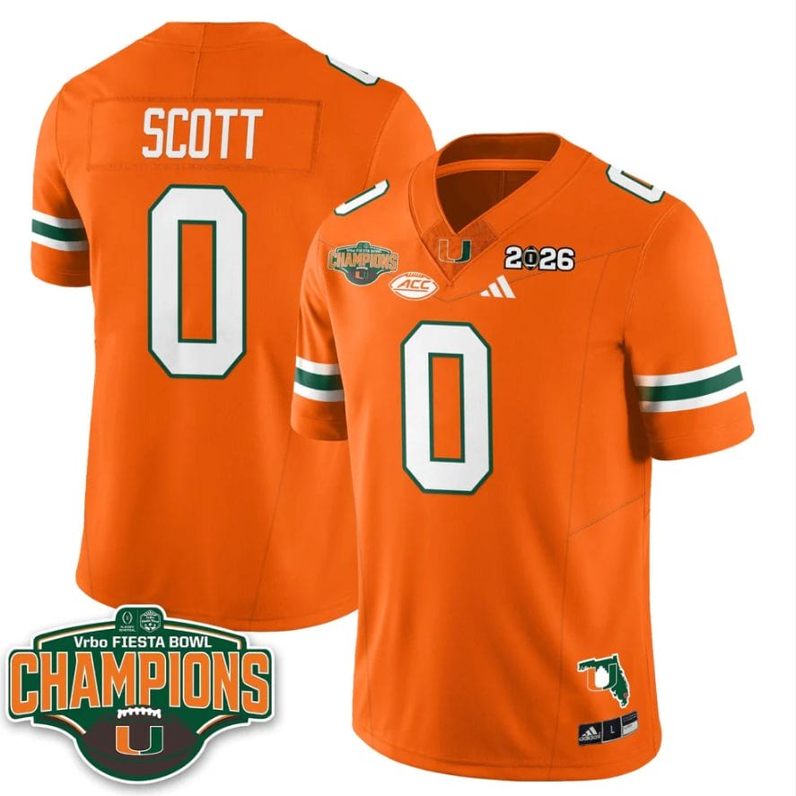 Keionte Scott Jersey #0 Miami Hurricanes 2026 Fiesta Bowl Champions Stitched - Image 4