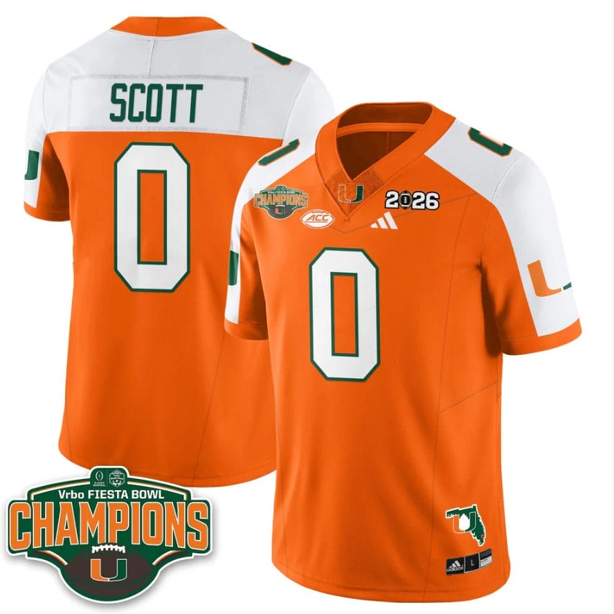Keionte Scott Jersey #0 Miami Hurricanes 2026 Fiesta Bowl Champions Stitched - Image 3