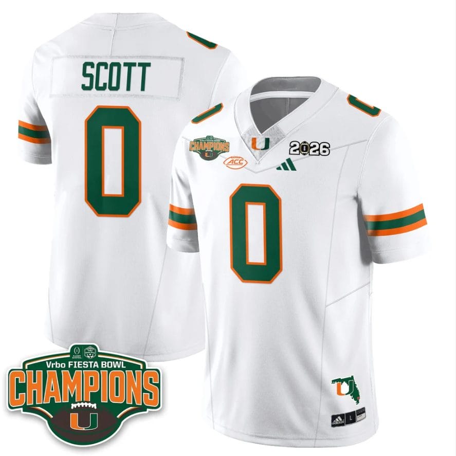 Keionte Scott Jersey #0 Miami Hurricanes 2026 Fiesta Bowl Champions Stitched - Image 5