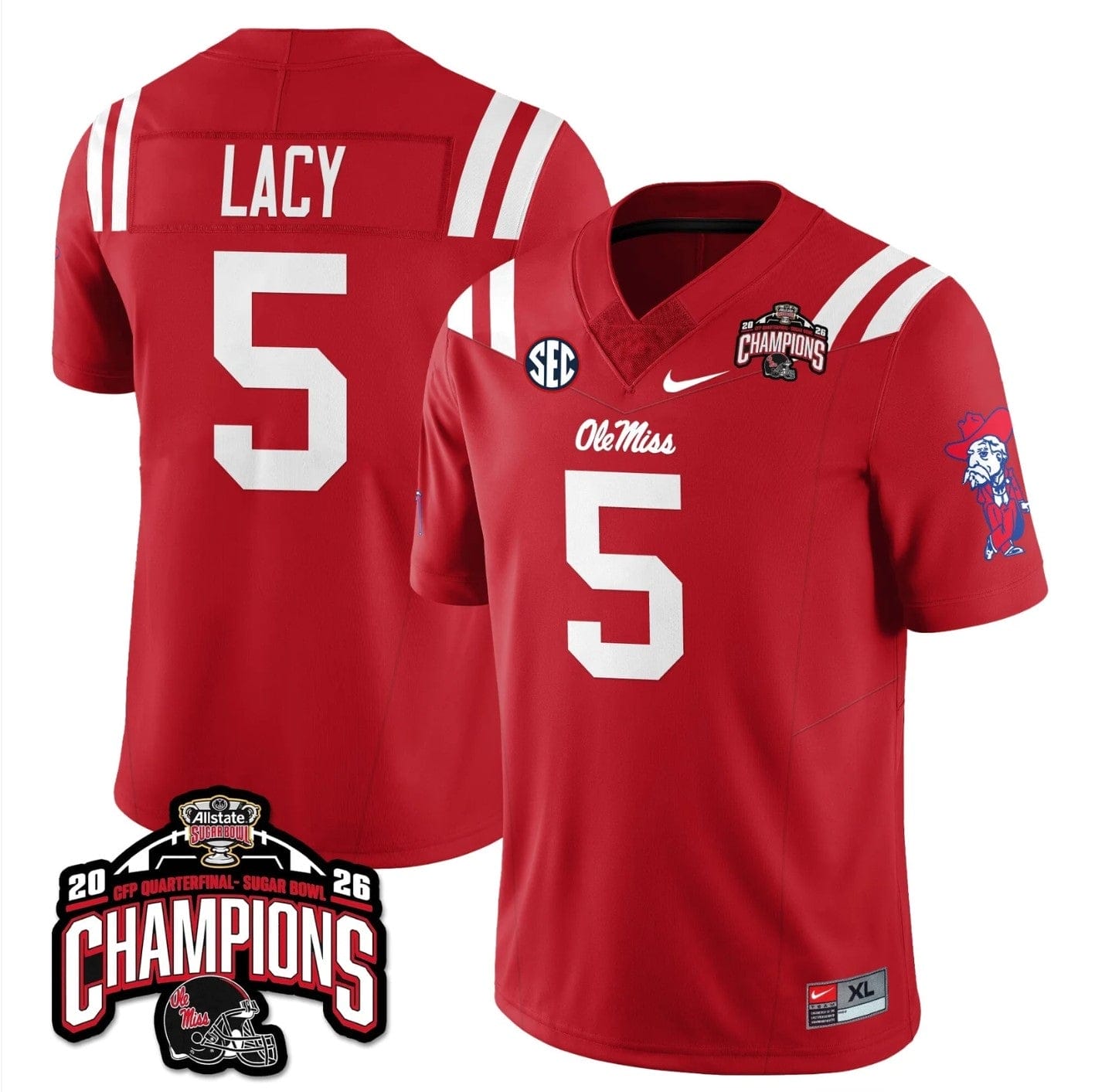 Kewan Lacy Jersey #5 Ole Miss Sugar Bowl Champions Patch Stitched - Image 4