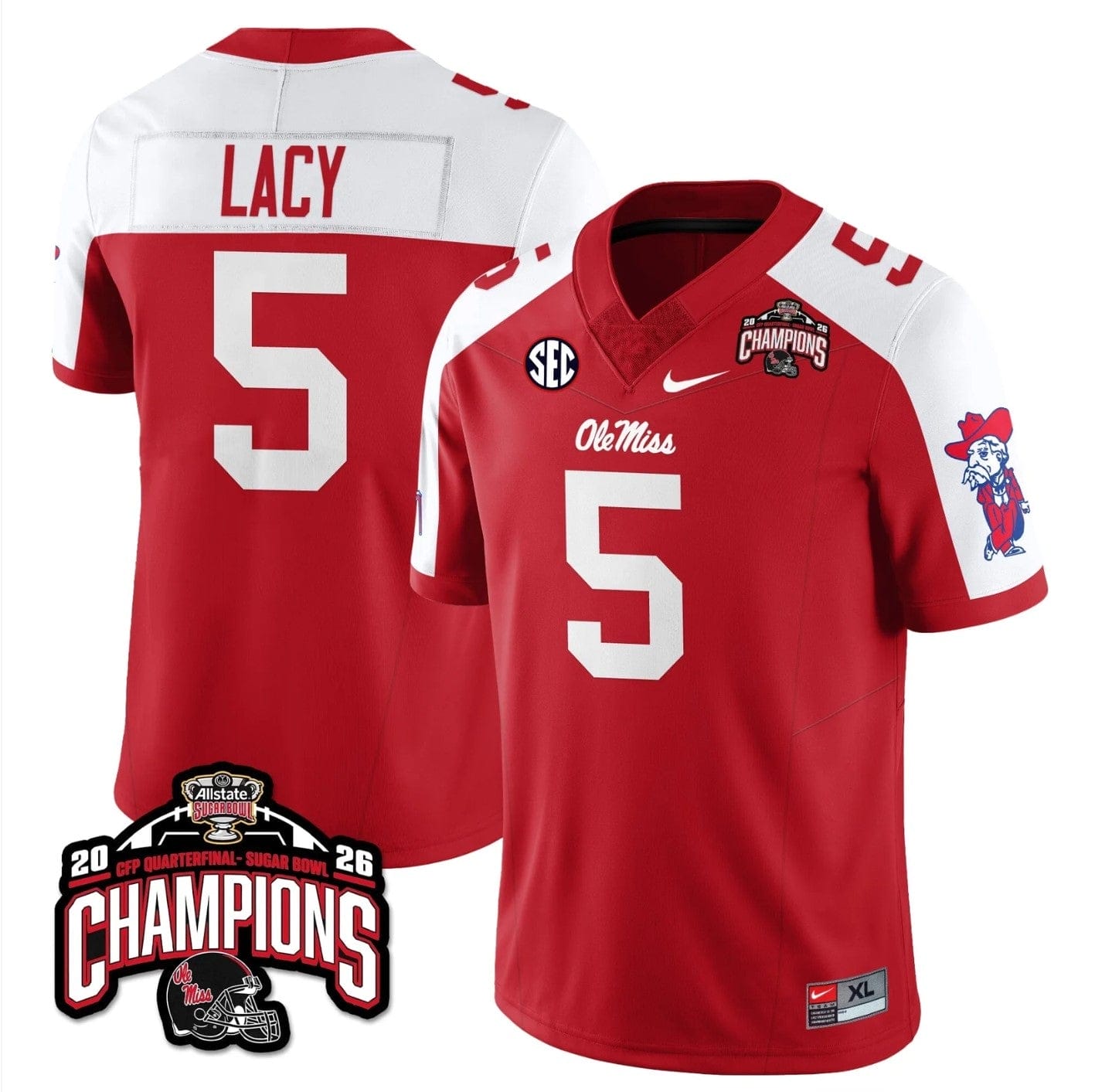 Kewan Lacy Jersey #5 Ole Miss Sugar Bowl Champions Patch Stitched - Image 3
