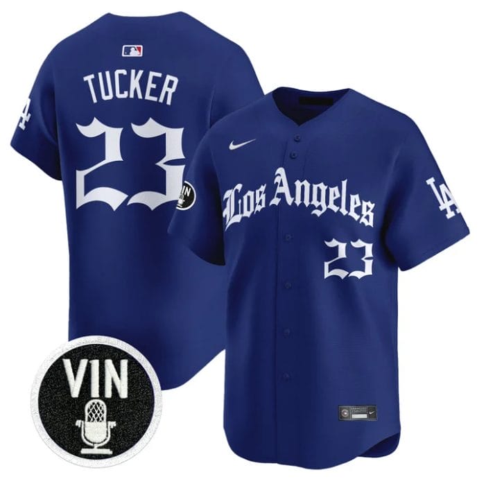 Kyle Tucker Jersey #23 Los Angeles Dodgers LA Gothic Style Vapor Stitched - Image 3