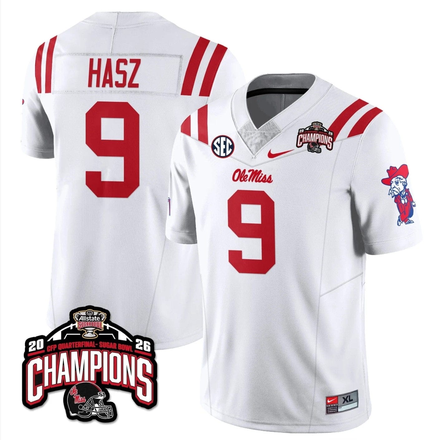 Luke Hasz Jersey #9 Ole Miss Sugar Bowl Champions Patch Stitched - Image 5