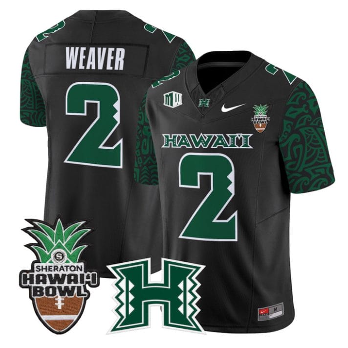 Alternative view of Luke Weaver Jersey #2 Hawai'i Rainbow 2025 Hawai'i Bowl Stitched Black Limited