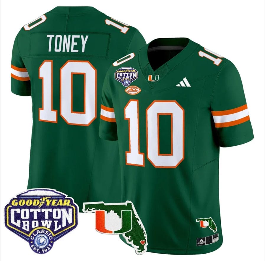 Malachi Toney Jersey #10 Miami Hurricanes 2025 Cotton Bowl Florida Stitched - Image 2