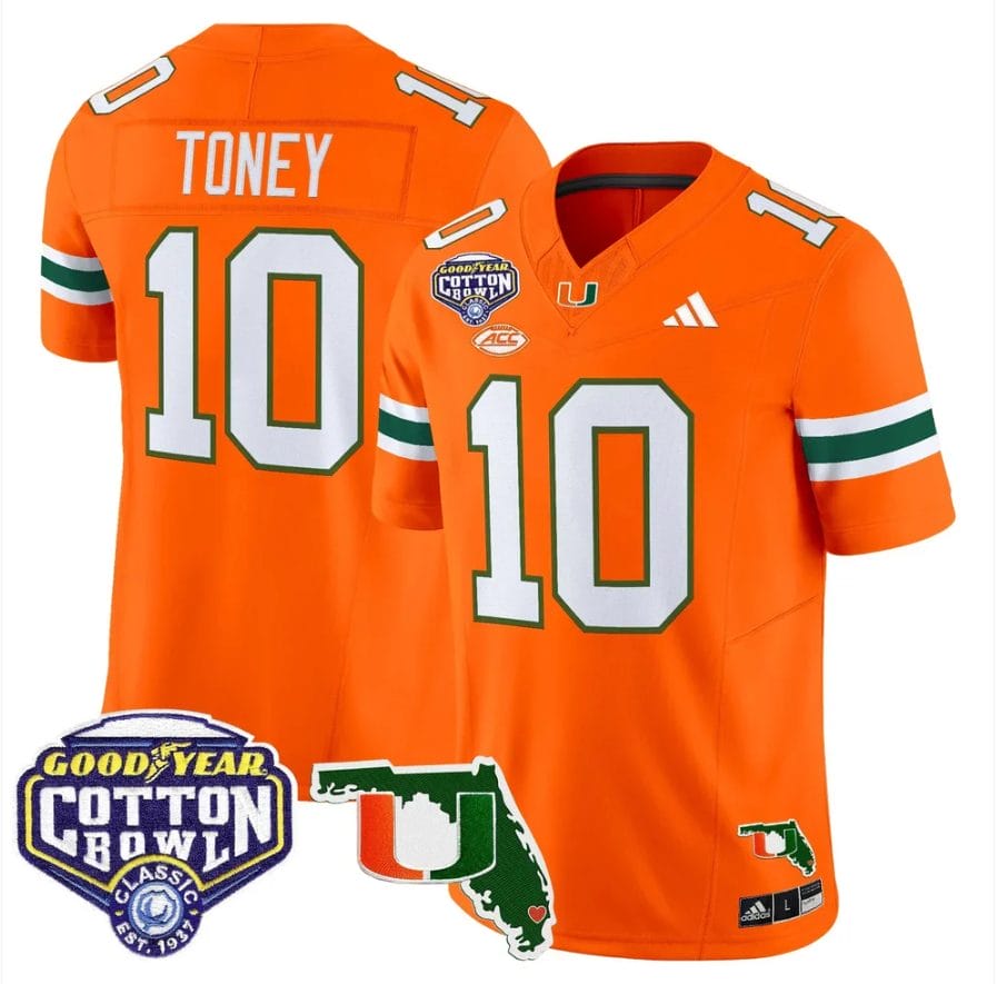 Malachi Toney Jersey #10 Miami Hurricanes 2025 Cotton Bowl Florida Stitched - Image 4