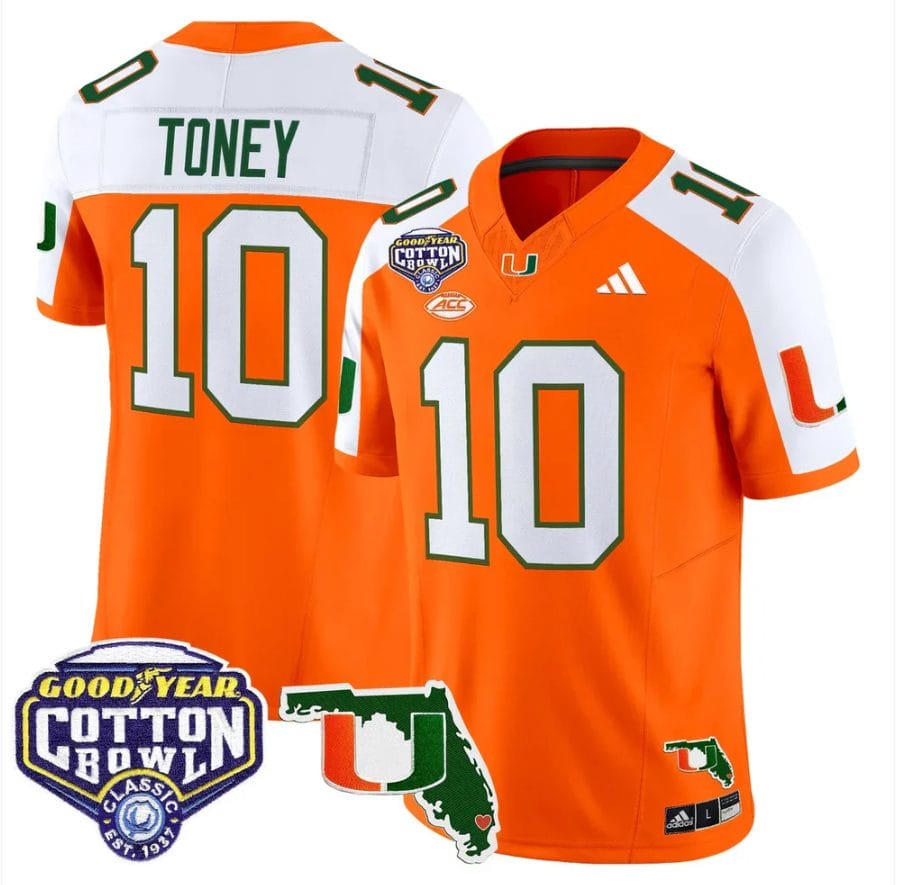 Malachi Toney Jersey #10 Miami Hurricanes 2025 Cotton Bowl Florida Stitched - Image 3