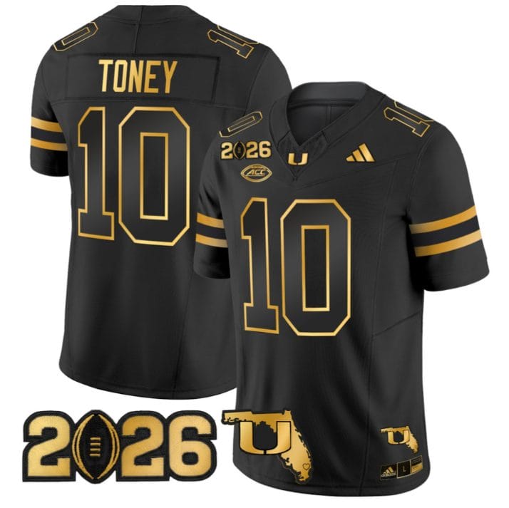 Alternative view of Malachi Toney Jersey #10 Miami Hurricanes 2026 CFP Final Florida Stitched