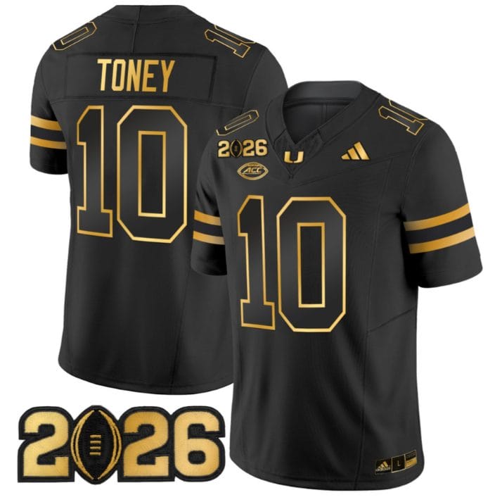 Alternative view of Malachi Toney Jersey #10 Miami Hurricanes 2026 CFP Final Patch Stitched