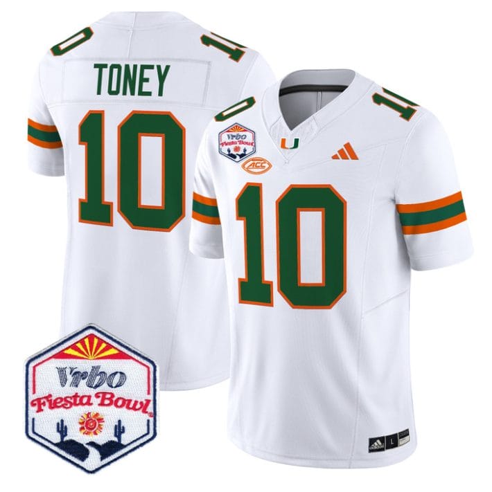Malachi Toney Jersey #10 Miami Hurricanes 2026 Fiesta Bow Patch Stitched - Image 5