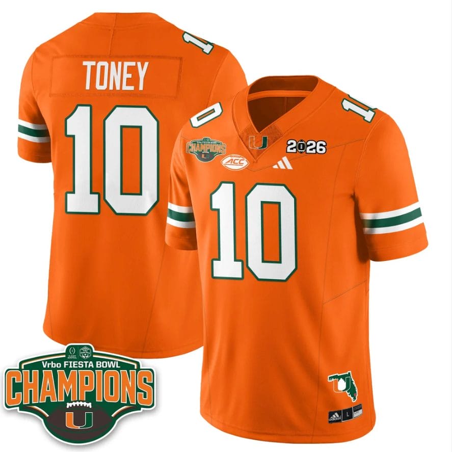 Malachi Toney Jersey #10 Miami Hurricanes 2026 Fiesta Bowl Champions Black - Image 4