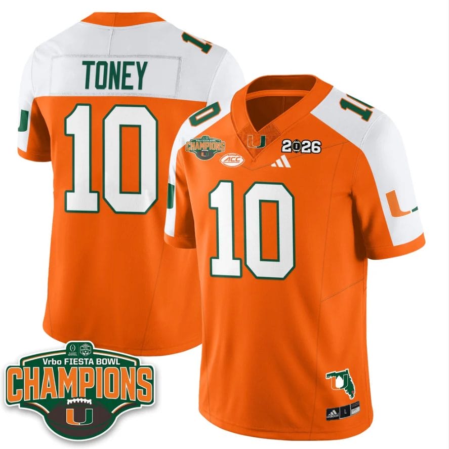 Malachi Toney Jersey #10 Miami Hurricanes 2026 Fiesta Bowl Champions Black - Image 3
