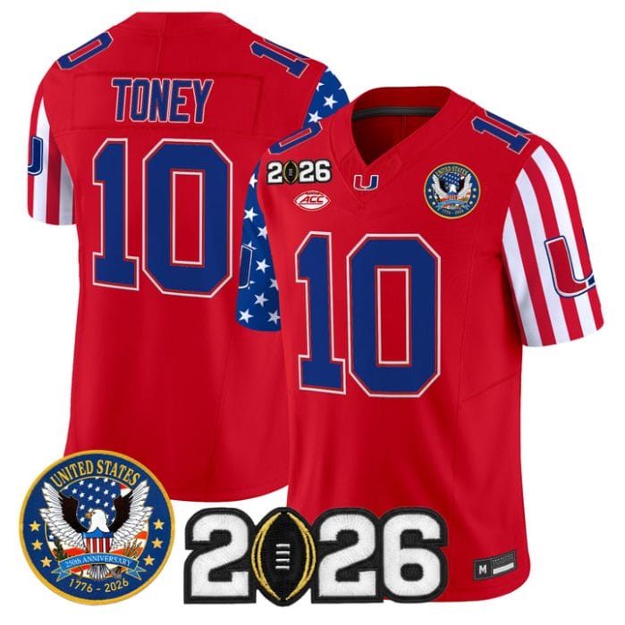 Malachi Toney Jersey #10 Miami Hurricanes America 250 Edition 2026 CFP Stitched