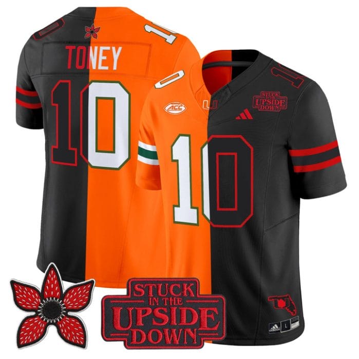 Alternative view of Malachi Toney Jersey #10 Miami Hurricanes Upside Down Edition Stitched
