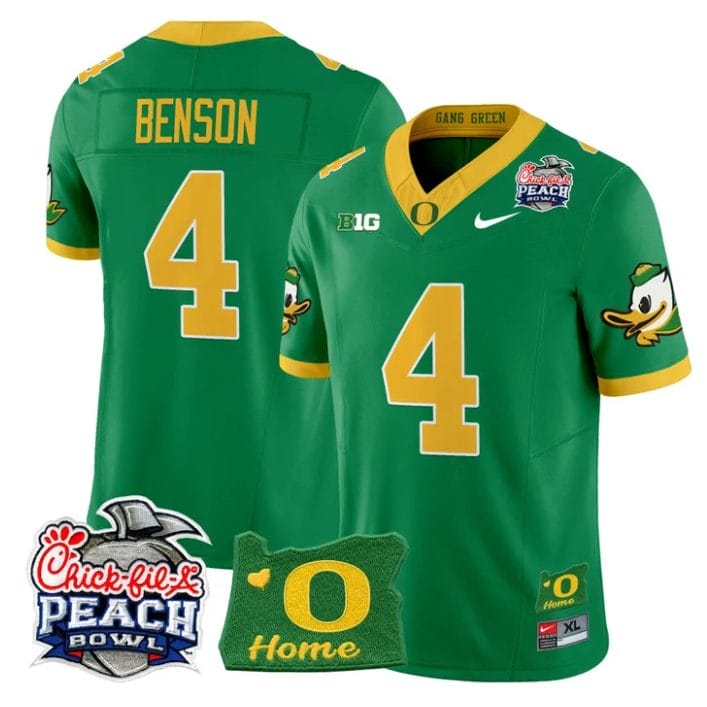 Malik Benson Jersey #4 Oregon Ducks 2026 Peach Bowl Oregon State Stitched Green