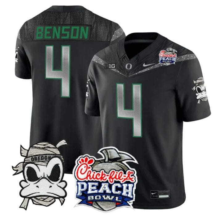Malik Benson Jersey #4 Oregon Ducks Mummy Duck 2026 Peach Bowl Stitched Black