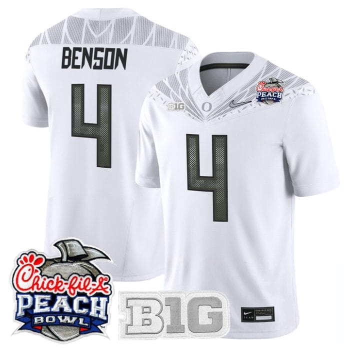 Malik Benson Jersey #4 Oregon Ducks 2026 Peach Bowl Patch Stitched - Image 4