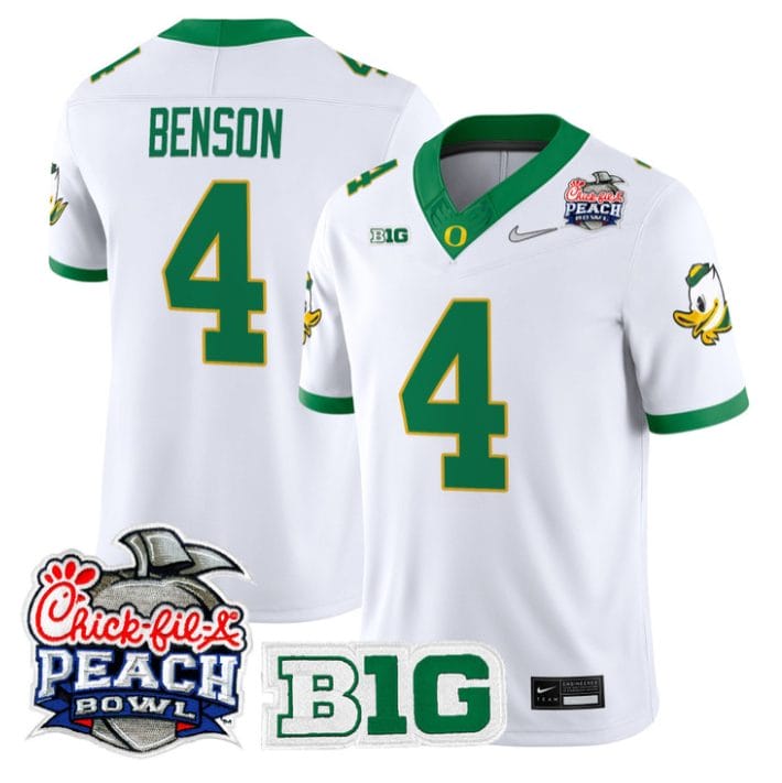 Malik Benson Jersey #4 Oregon Ducks 2026 Peach Bowl Patch Stitched - Image 3