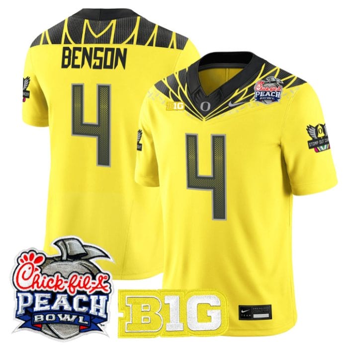 Malik Benson Jersey #4 Oregon Ducks 2026 Peach Bowl Patch Stitched - Image 5