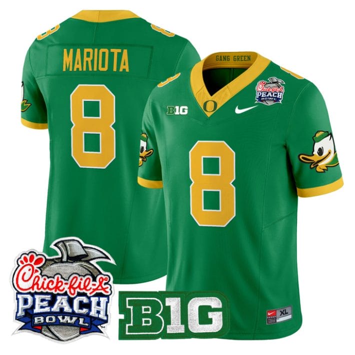 Alternative view of Marcus Mariota Jersey #8 Oregon Ducks 2026 Peach Bowl Patch Stitched