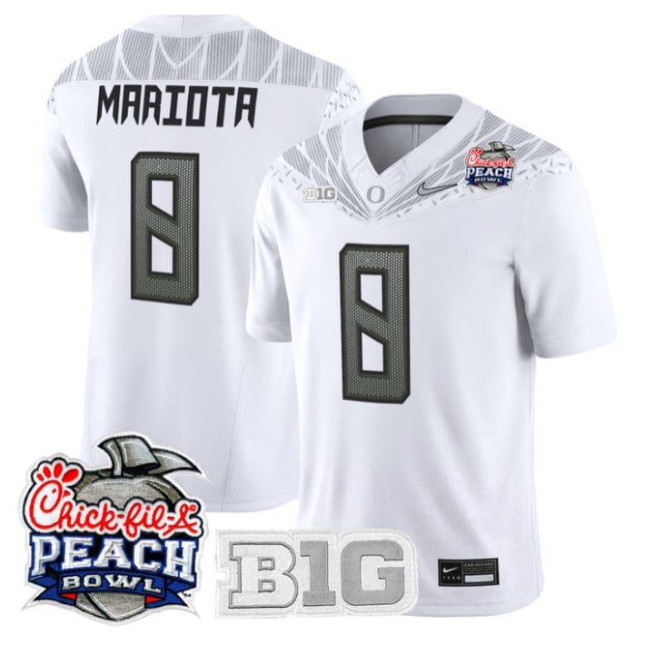 Marcus Mariota Jersey #8 Oregon Ducks 2026 Peach Bowl Patch Stitched - Image 4