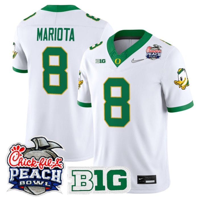 Marcus Mariota Jersey #8 Oregon Ducks 2026 Peach Bowl Patch Stitched - Image 3